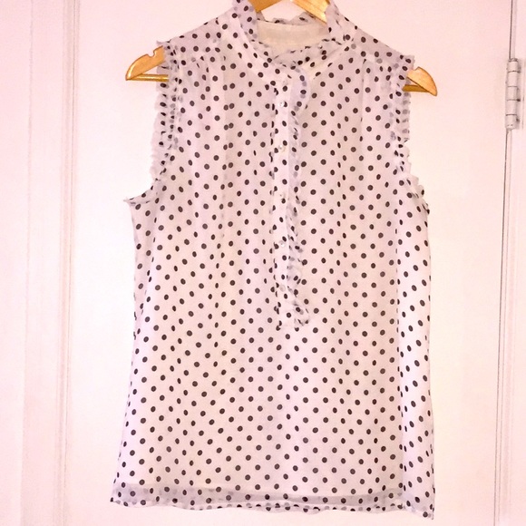 J. Crew Tops - J. Crew Ivory With Black Polka Dot Blouse